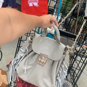 Grey Purse with Fringe